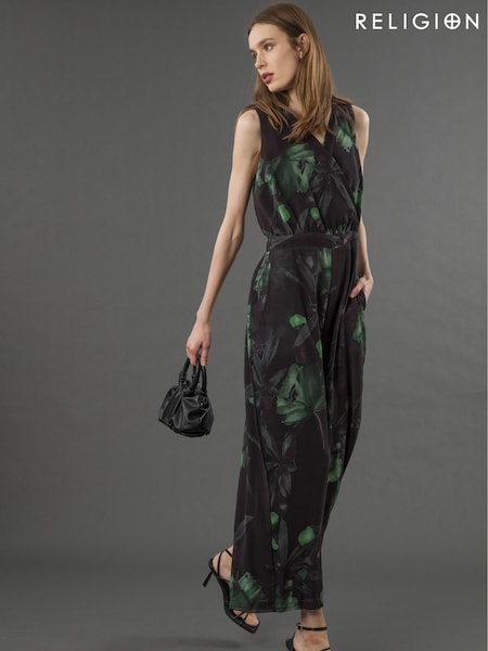 Religion Green Taylor Jumpsuit With Elasticated Waist And Pockets (F59775) | £110