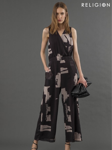 Religion Black Taylor Jumpsuit With Elasticated Waist And Pockets (F59817) | £110