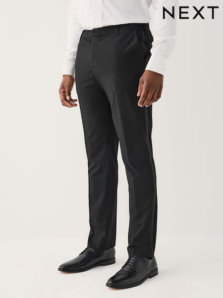 Black Muscle Fit Motionflex Textured Tuxedo Trousers With Side Tape (F59822) | £40