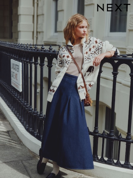 Rinse Denim Full Seamed Midi Skirt (F59870) | £45