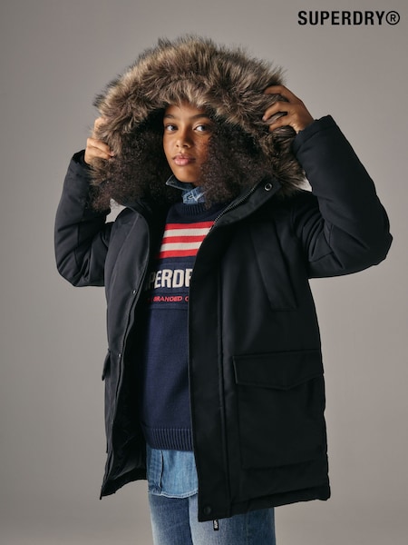 Superdry Black Everest Parka Coat (F59912) | £67 - £69