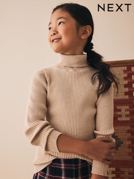 Oatmeal Roll Neck Knit Jumper (3-16yrs) (F59922) | £12 - £17