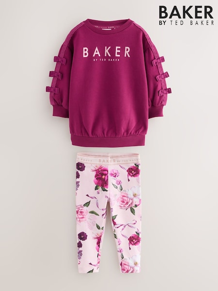 Baker by Ted Baker 2 Piece Longline Bow Sweatshirts & Printed Leggings Set (F60008) | £34 - £37