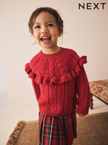 Red Cable Knitted Jumper (3mths-7yrs) (F60094) | £16 - £20