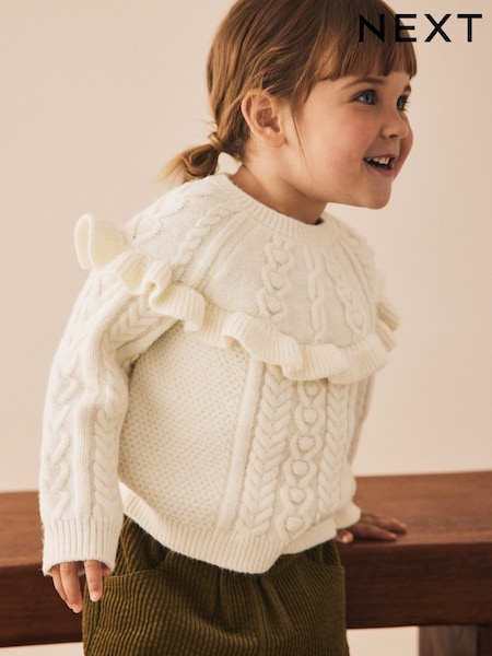 Ecru Cable Knitted Jumper (3mths-7yrs) (F60096) | £16 - £20