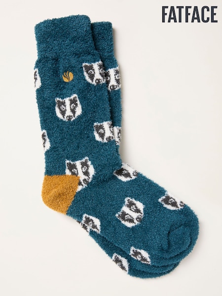 FatFace Teal Blue Badger Cosy Socks (F60142) | £10.50
