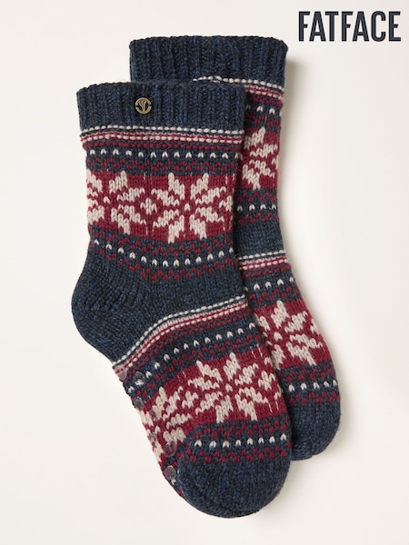 FatFace Navy Blue Fairisle Slipper Socks (F60149) | £28