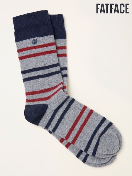 FatFace Grey Striped Wool Blend Socks (F60158) | £14