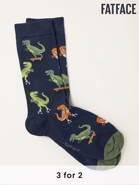 FatFace Navy Dinosaur Socks (F60177) | £7.50