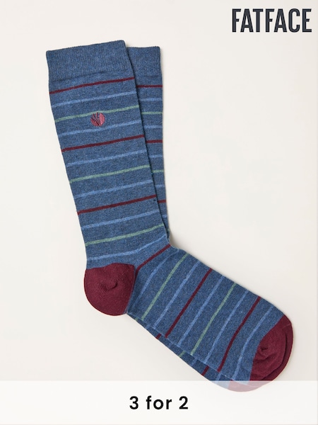 FatFace Navy Striped Socks (F60182) | £7.50