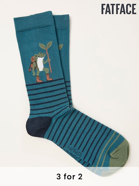 FatFace Teal Blue Hiking Frog Socks (F60183) | £7.50