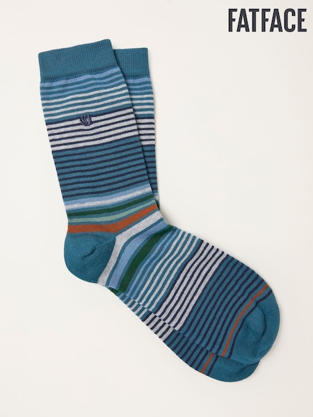 FatFace Teal Blue Striped Socks (F60186) | £7.50