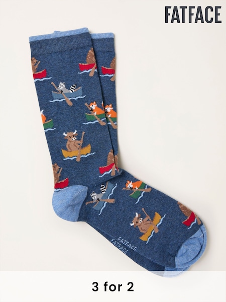FatFace Navy Rowing Animals Socks (F60188) | £7.50