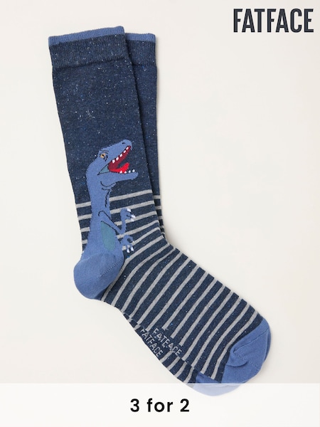 FatFace Navy T-Rex Socks (F60193) | £7.50