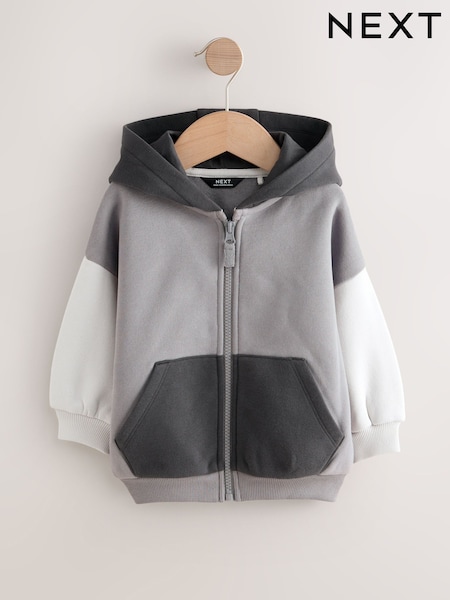 Grey Colourblock Zip Through Hoodie (3mths-7yrs) (F60317) | £12 - £14