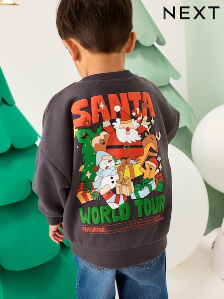 Charcoal Grey Christmas Crew Neck Jersey Sweatshirt (3mths-7yrs) (F60326) | £10 - £12