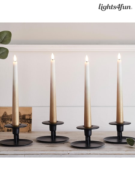 Lights4fun Bronze 4 Ombre TruGlow® LED Taper Candles (F60349) | £35