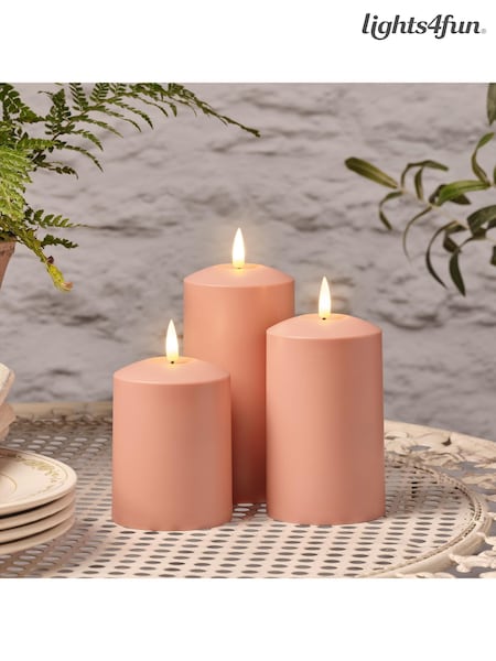 Lights4fun Set of 3 Orange Outdoor Battery Operated TruGlow ® Candles (F60350) | £30
