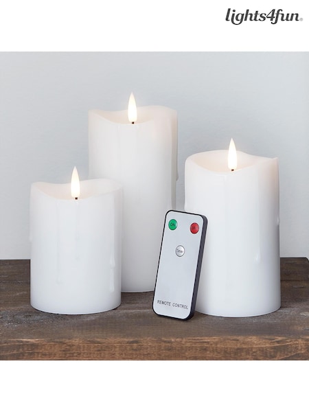 Lights4fun White TruGlow® Dripping Wax LED Candles (F60352) | £32