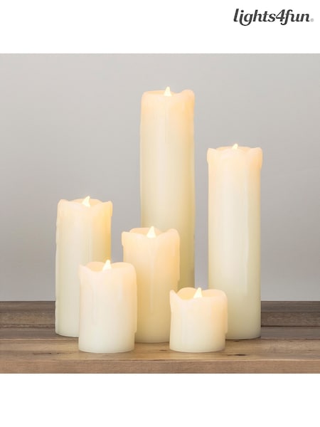 Lights4fun Natural 6 Slim LED Battery Candles With Dripping Wax (F60353) | £30