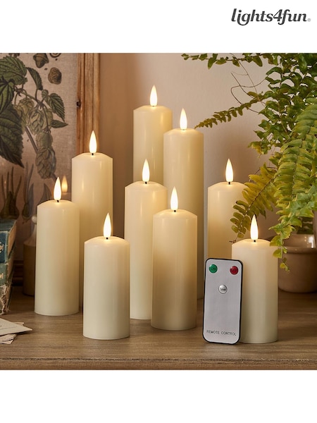 Lights4fun Natural 9 TruGlow® LED Slim Candles With Remote (F60363) | £80