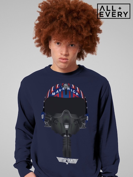 All + Every Blue Mens Top Gun Marverick Pilot Helmet Sweatshirt (F60371) | £35