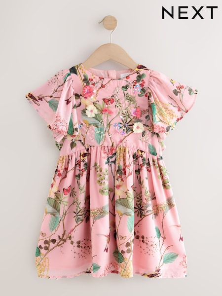 Pink Floral Embellished Occasion Dress (3-16yrs) (F60372) | £26 - £32