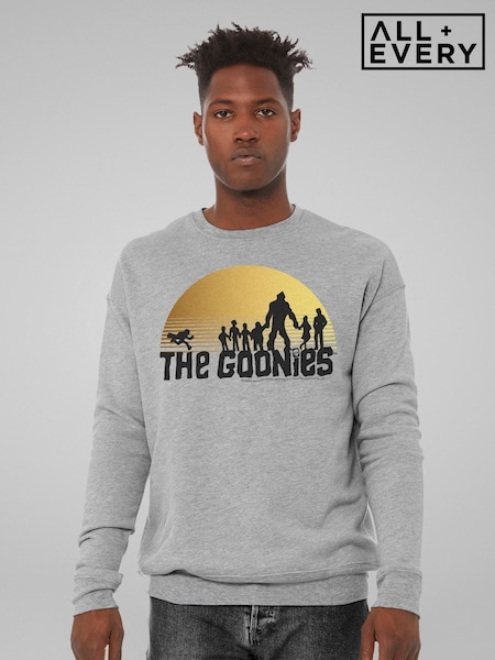 All + Every Grey Mens The Goonies Characters Sunset Silhouette Sweatshirt (F60377) | £35