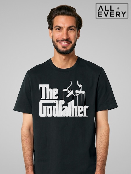 All + Every Black Mens The Godfather Classic Logo 100% Cotton T-Shirt (F60381) | £25