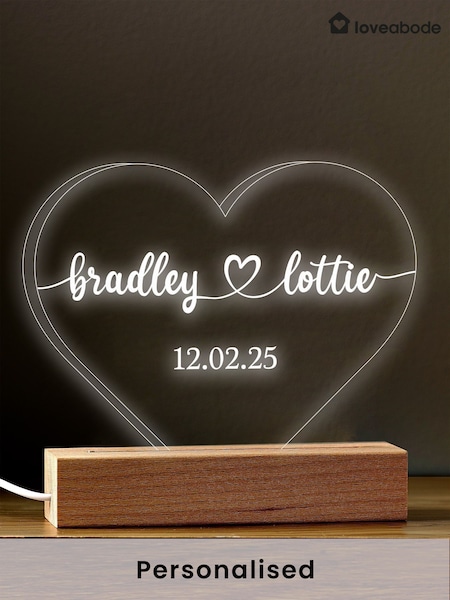 Personalised Love Heart Night Light by Loveabode (F60382) | £22