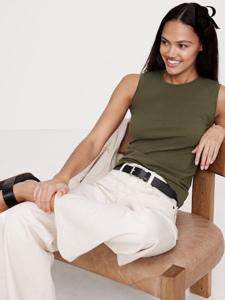 Banana Republic Green Refined Cotton Tank Top (F60409) | £30