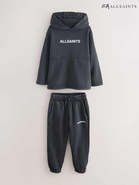 smALLSAINTS Charcoal Grey Logo Washed Hoodie and Jogger Set (F60633) | £42 - £46