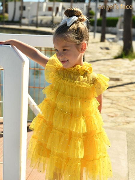 Angels Face Yellow Mitzi Sparkle Tiered Dress (F60671) | £100 - £110