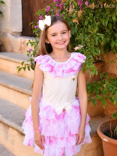 Angels Face Marlene Roses White Ruffle Top (F60685) | £40 - £43