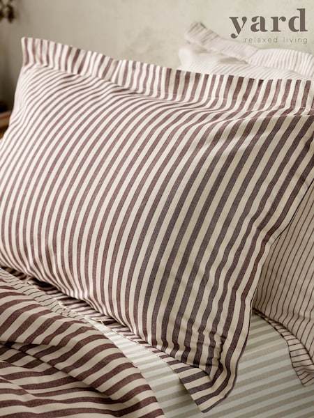 Yard Beetroot Hebden Striped 100% Cotton Pillowcase Pair (F60762) | £17