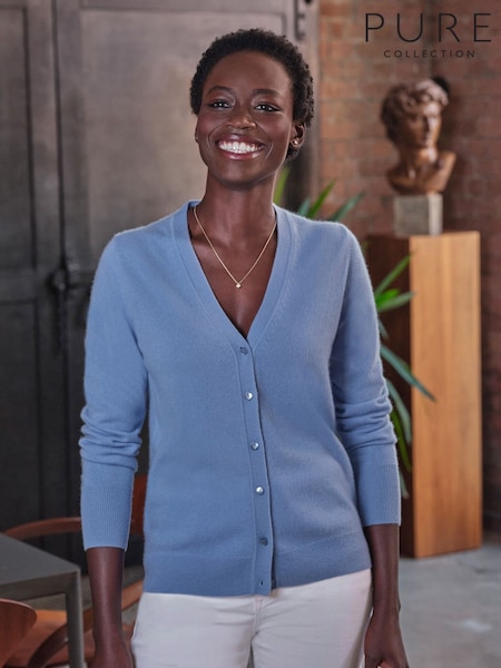 Pure Collection Cashmere V-Neck Slim Fitting Long Sleeve Cardigan (F60843) | £145