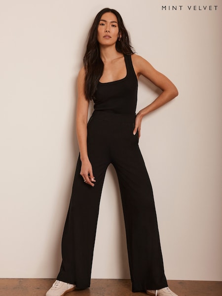 Mint Velvet Black Palazzo Wide Leg Trousers (F60922) | £45