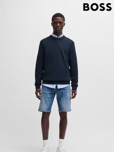 BOSS Light Blue Regular-Fit Logo 100% Cotton Jumper (F61019) | £129