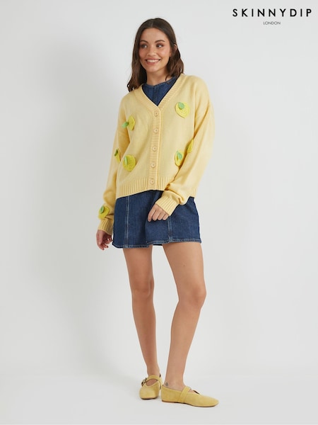 Skinnydip Yellow 3D Lemons Knitted Cardigan (F61041) | £38