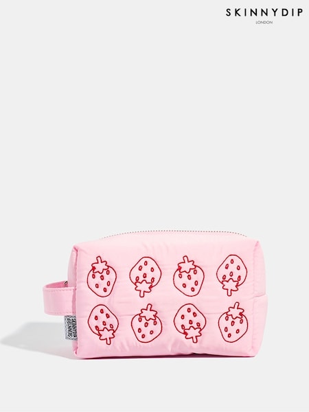 Skinnydip Pink Strawberry Quilted Makeup Bag (F61073) | £15