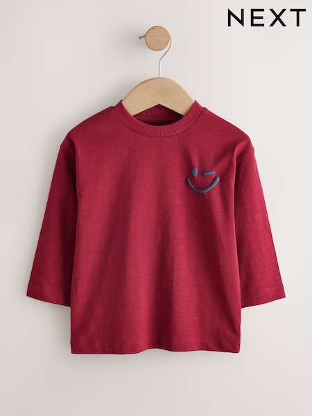Burgundy Red Long Sleeves Semi Plain T-Shirt (3mths-7yrs) (F61384) | £4 - £6