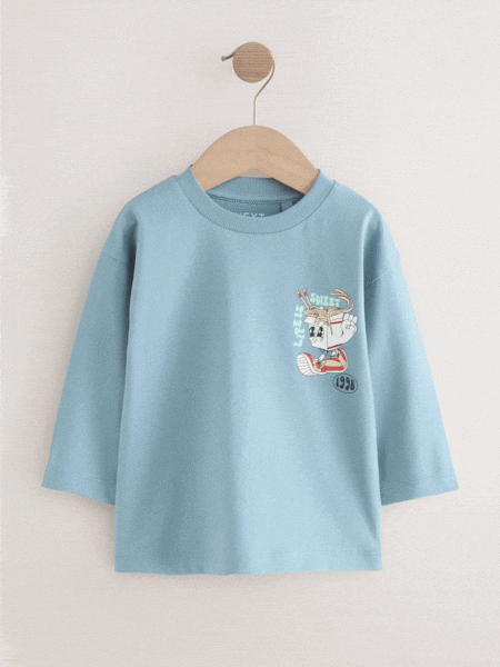 Blue Noodle Up Long Sleeve Back Print T-Shirt (3mths-7yrs) (F61390) | £6.50 - £8.50