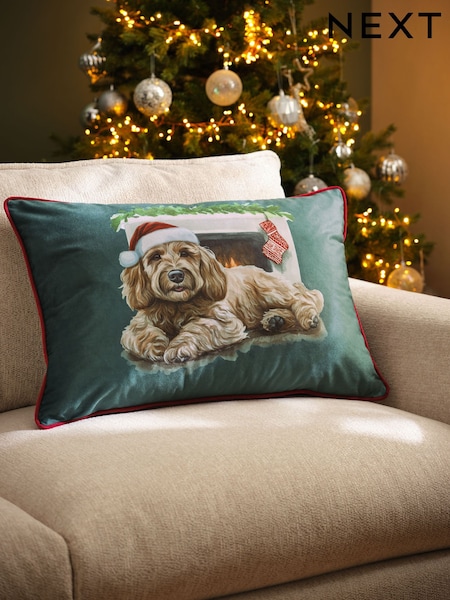 Dark Green 40 x 59cm Charlie The Cockapoo Christmas Cushion (F61453) | £16