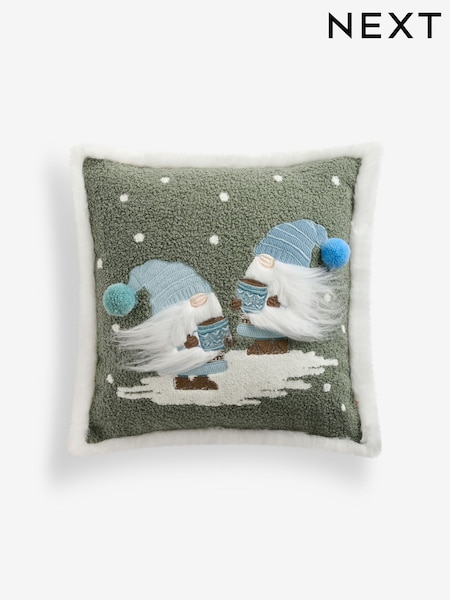 Sage Green 43 x 43cm Embroidered Christmas Gonk Cushion (F61464) | £18