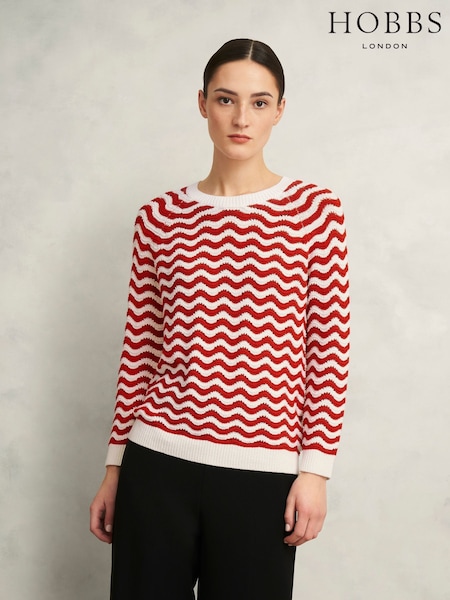 Hobbs Red Lulu 100% Cotton Jumper (F61507) | £89