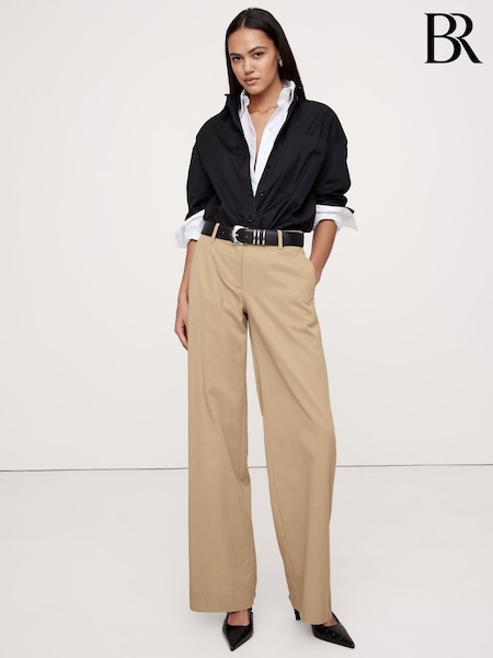 Banana Republic Beige Everyday Mid Rise Wide-Leg Trousers (F61514) | £85