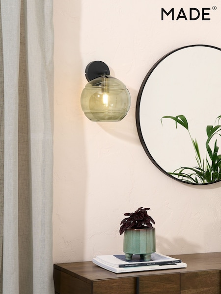 MADE.COM Black/Green Mika Wall Light (F61529) | £55