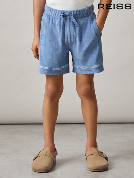 Reiss Airforce Blue Chesley Towelling Brand-Embroidered Shorts (F61533) | £42