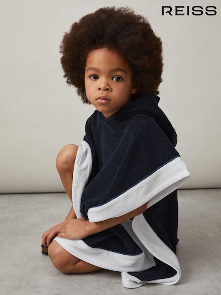 Reiss Navy/Blue/White Marley Colour-Block Hooded Towel (F61544) | £28