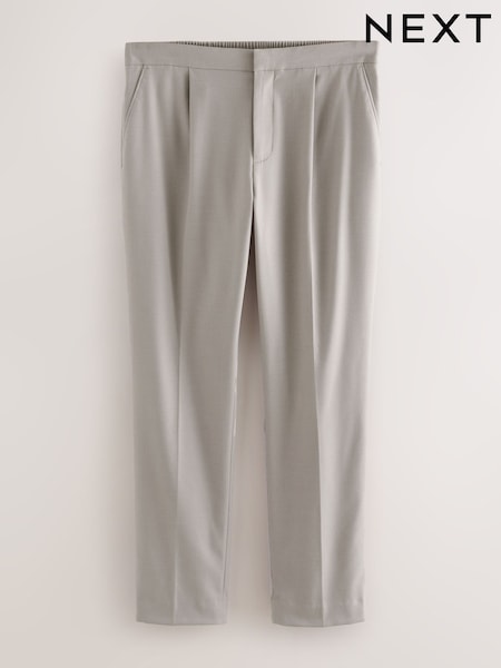 Neutral Slim Fit Smart Soft Touch Trousers with Half Elasticated Waistband (F61626) | £38